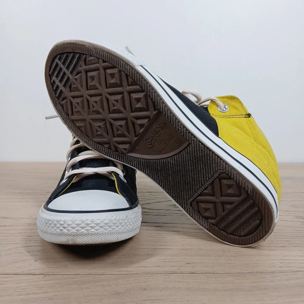 Converse Chuck Taylor All Star Mid Sneaker Unisex Junior 5.5 Black Yellow Canvas